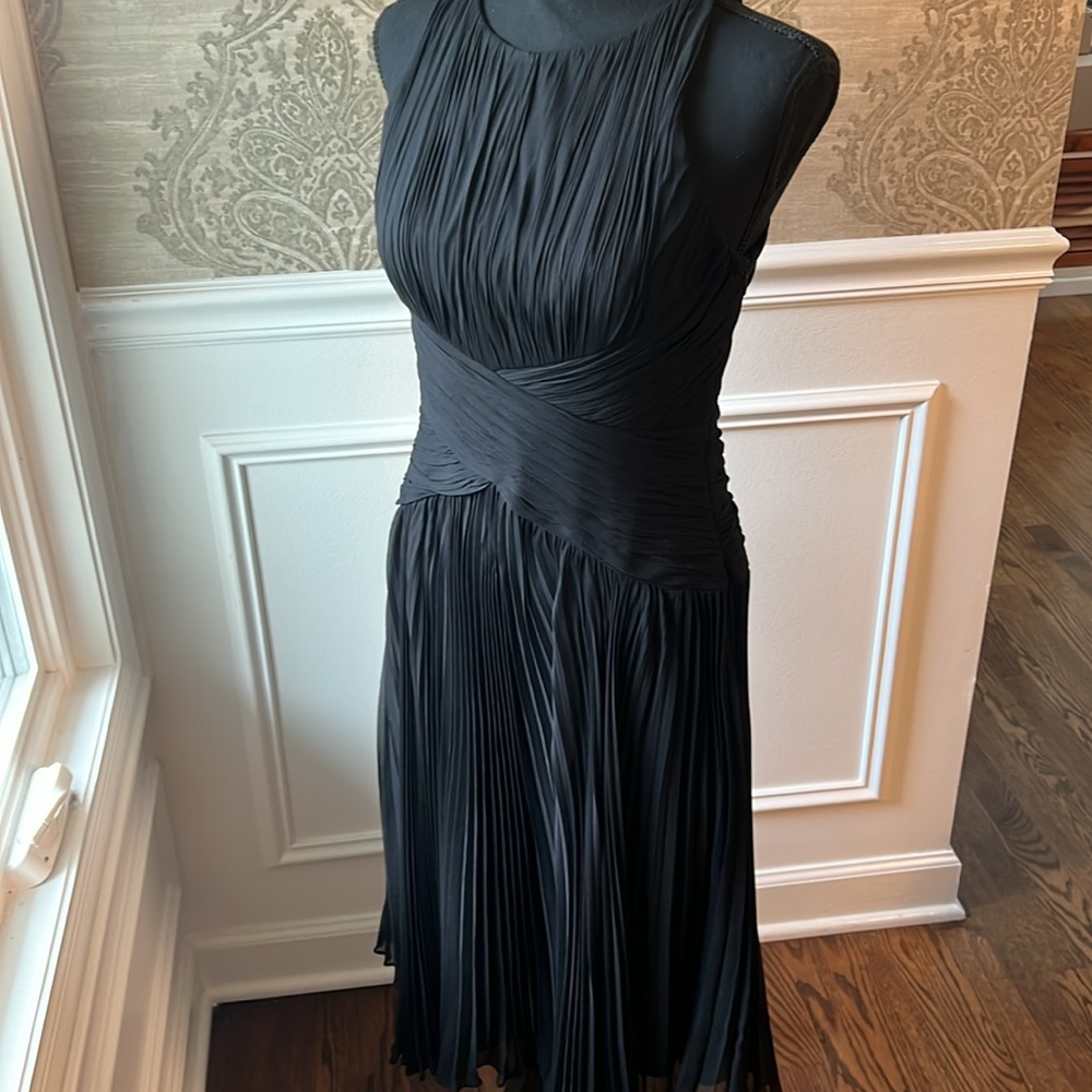 Vtg 90s Y2K Anne Klein Black 100% Silk Overlay